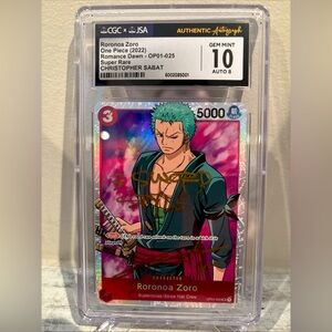 One Piece Card Game, Roronoa Zoro OP01-025 Signed By “Christopher Sabat”